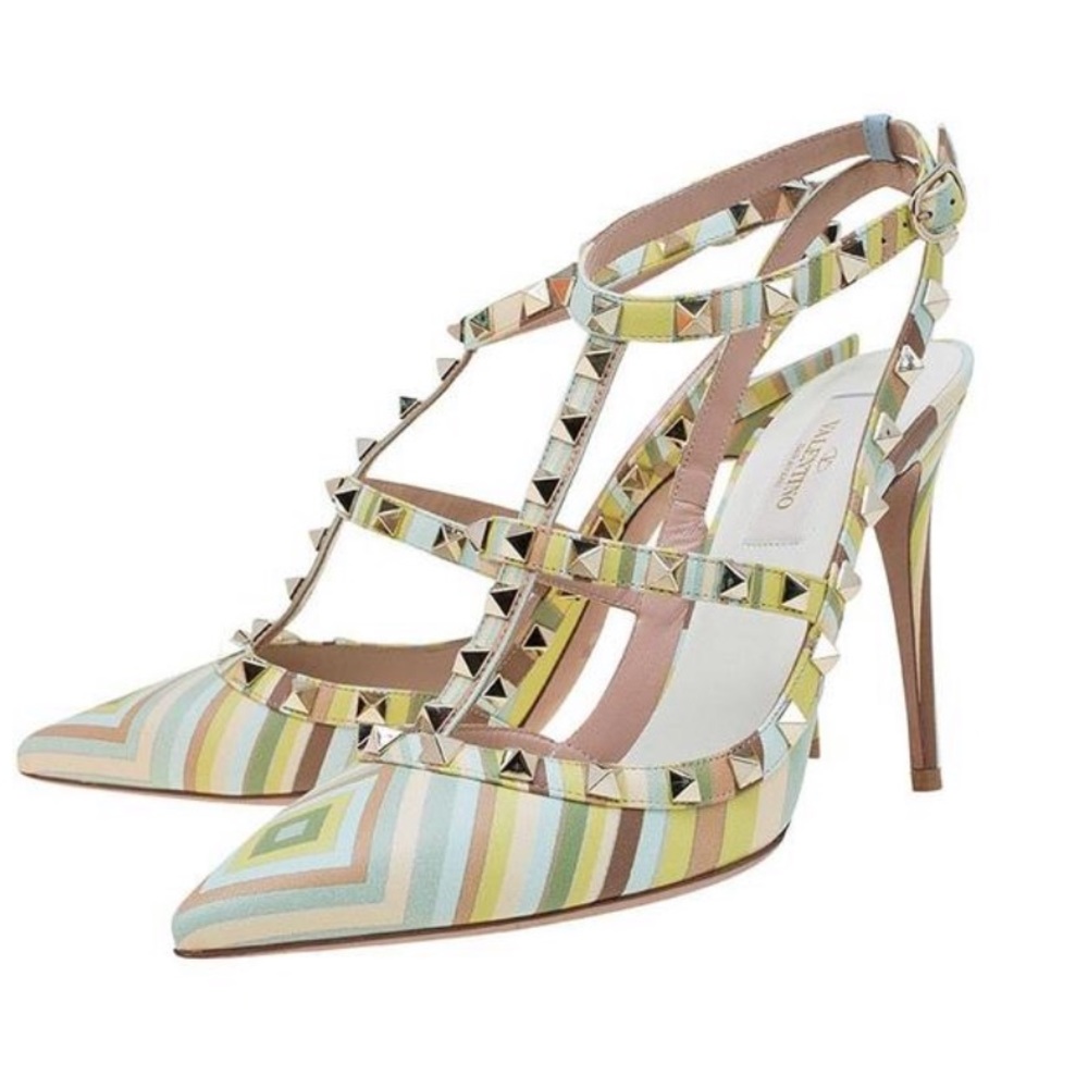 Valentino Rockstud leather slingback pumps